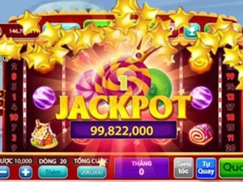Hình ảnh giao diện máy đánh bạc với các biểu tượng và jackpot tại 123b123b